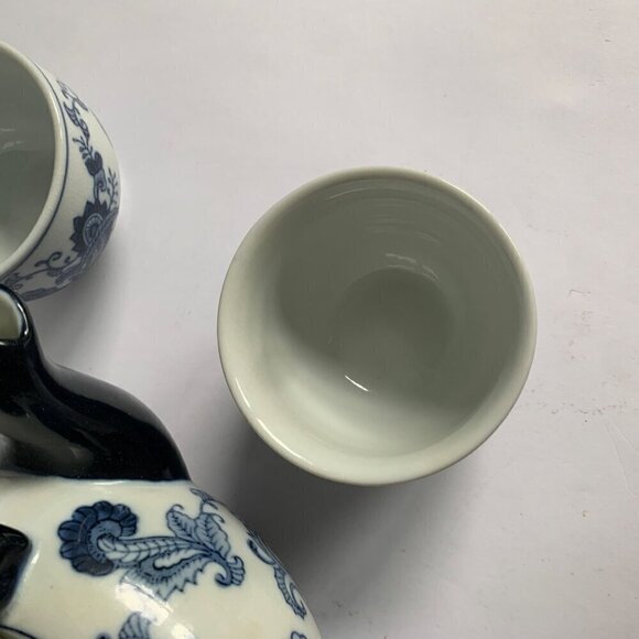 Pier 1 One Imports White Blue Paisley Floral Teapot 4 Cups - Picture 3 of 13